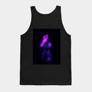 Beautiful girl, like in dream. Beautiful tufts of hair. Blue, violet, glow. Dark. Tank Top